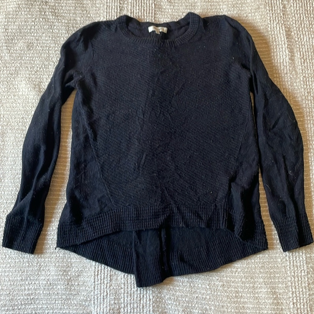 cool black Madewell sweater with functioning zipper detail on back, size small